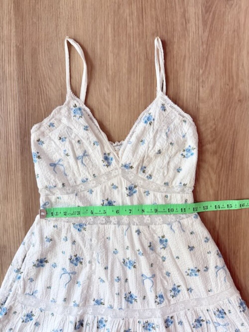 LoveShackFancy Solbina Dress XS Blue Floral EUC - Picture 6 of 10